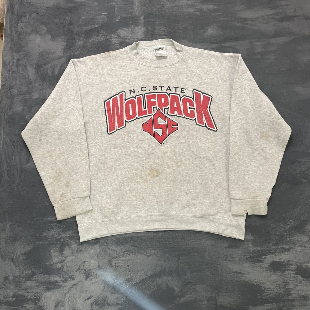 Vintage NC State Wolfpack Sweatshirt Men Large Gray 1990s Tultex